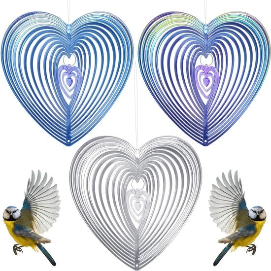 Vogelafweermiddel riflettente a spirale per alberi e giardino - set di 3 pezzi.