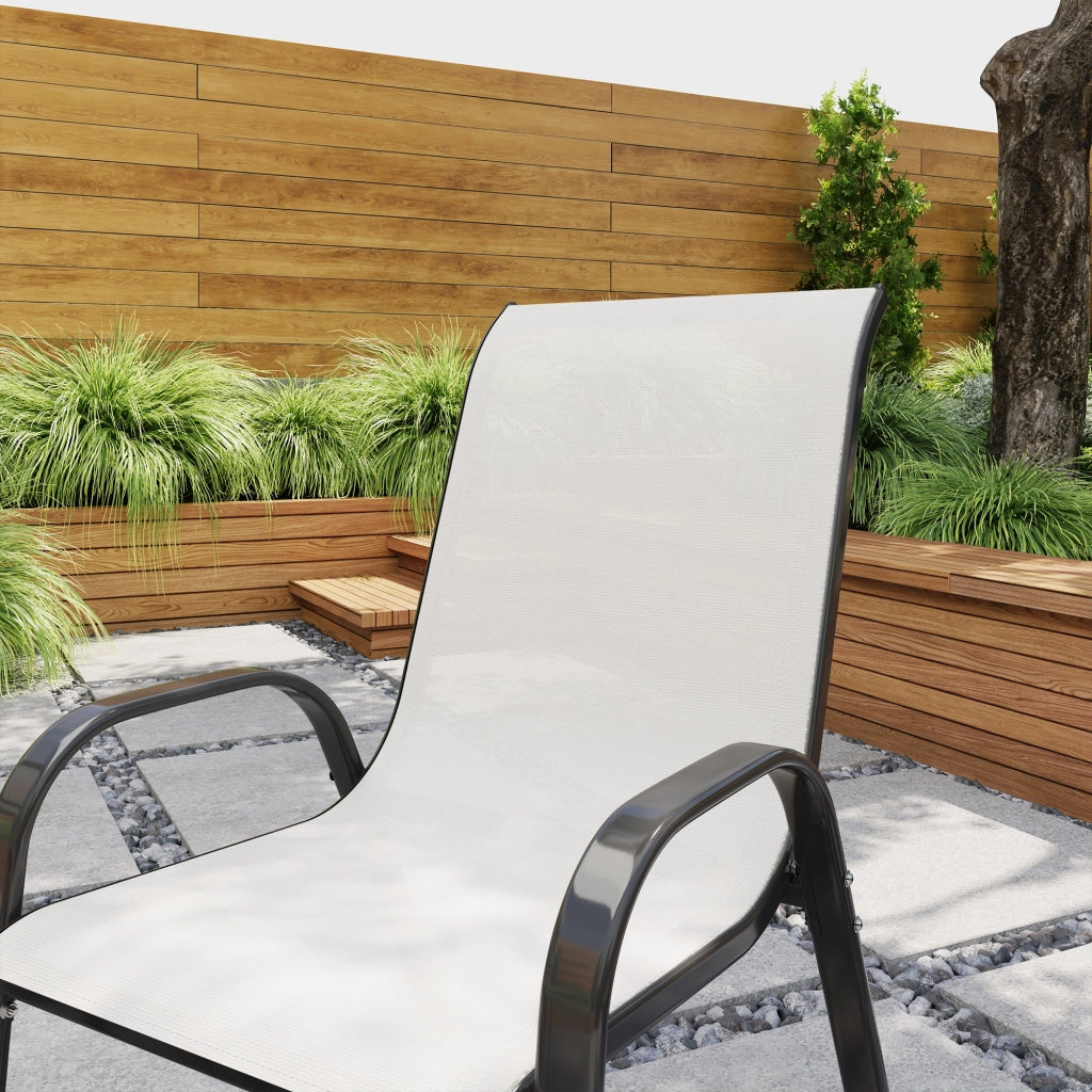 Sedia da Giardino Impilabile con Braccioli ¨C Zephmum ¨C Grigio, Tessuto, Acciaio, 54x71x93 cm