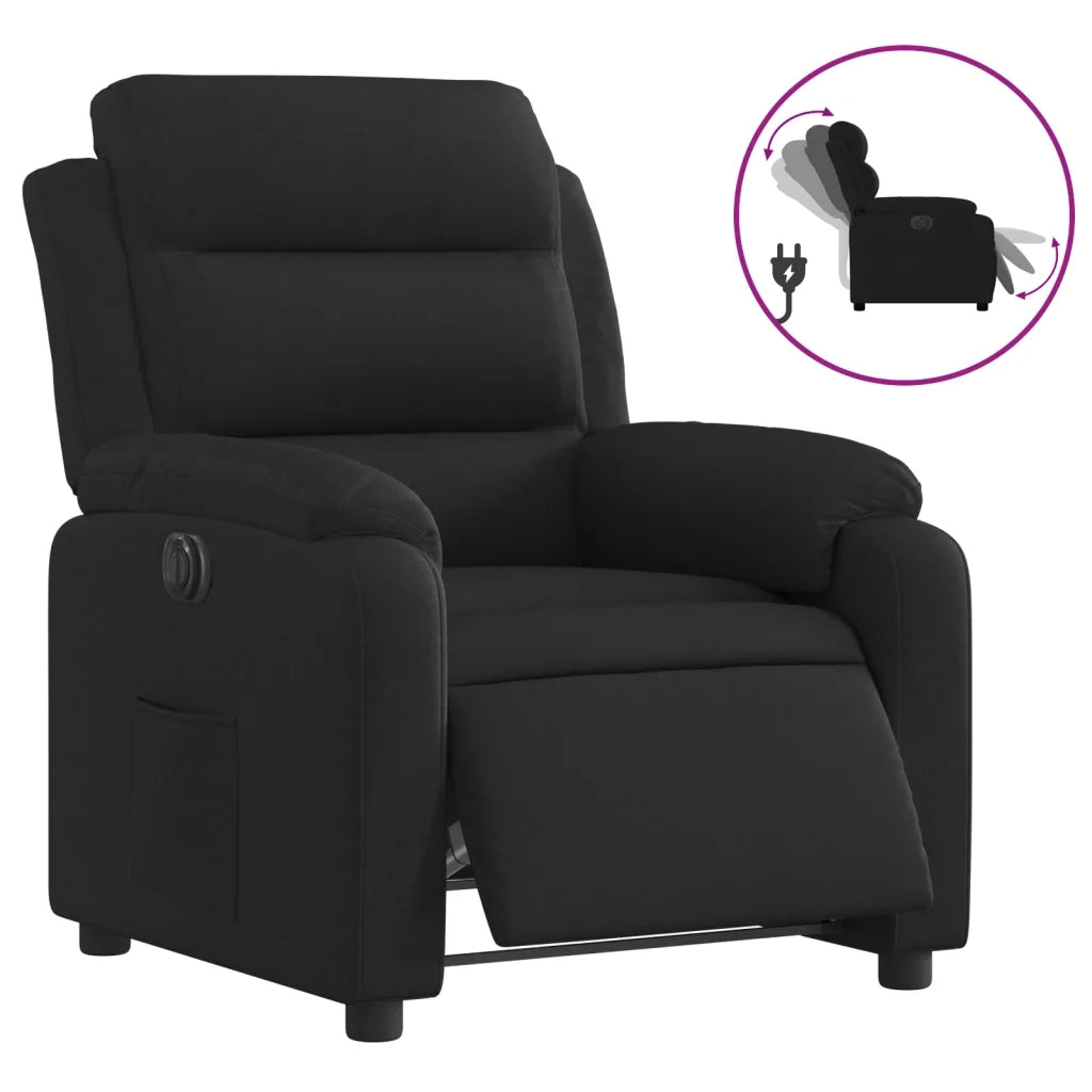 Poltrona | Sedia Relax Elettrica Reclinabile Nera in Tessuto