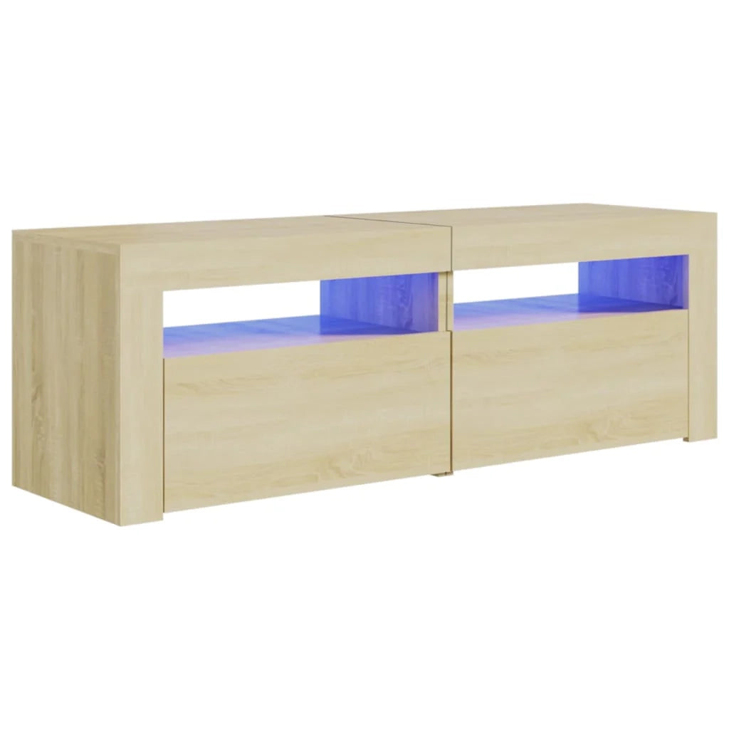 Mobile TV multimediale mensola TV credenza mobile TV sala da pranzo soggiorno camera da letto con luci LED rovere Sonoma 120 x 35 x 40 cm marrone 02_0026758