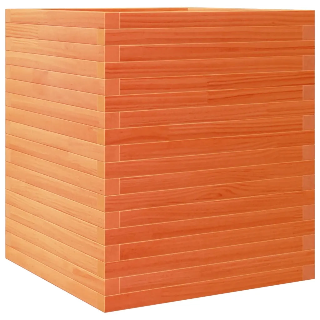 Fioriera Giardino-Vaso da Esterno-Contenitore per Piante Marrone Cera 60x60x68,5cm Legno Massello Pino