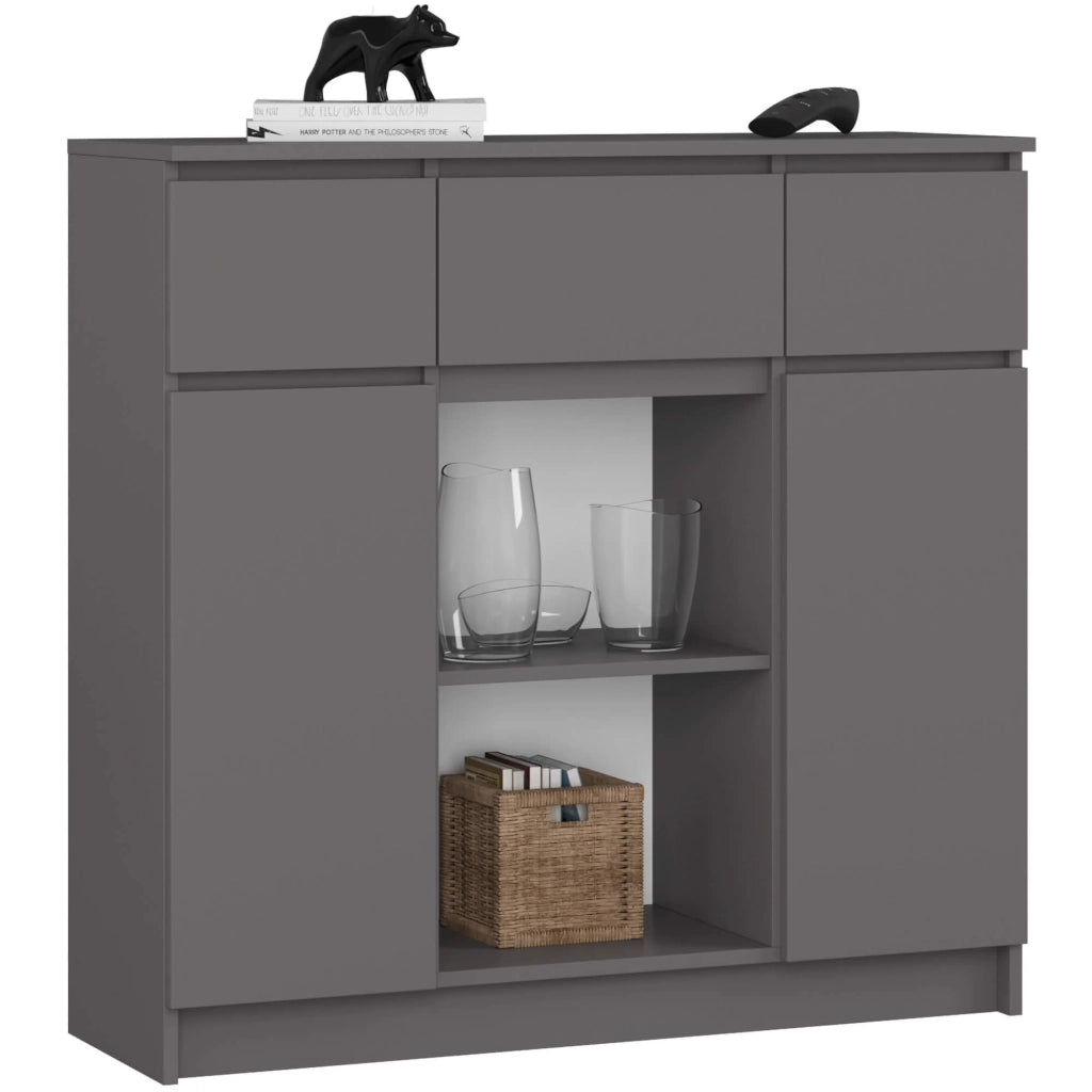 Cassettiera AKORD K100 Grigio Grafite 101 cm 2 ante 3 cassetti 101x35x98 cm