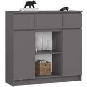 Cassettiera AKORD K100 Grigio Grafite 101 cm 2 ante 3 cassetti 101x35x98 cm