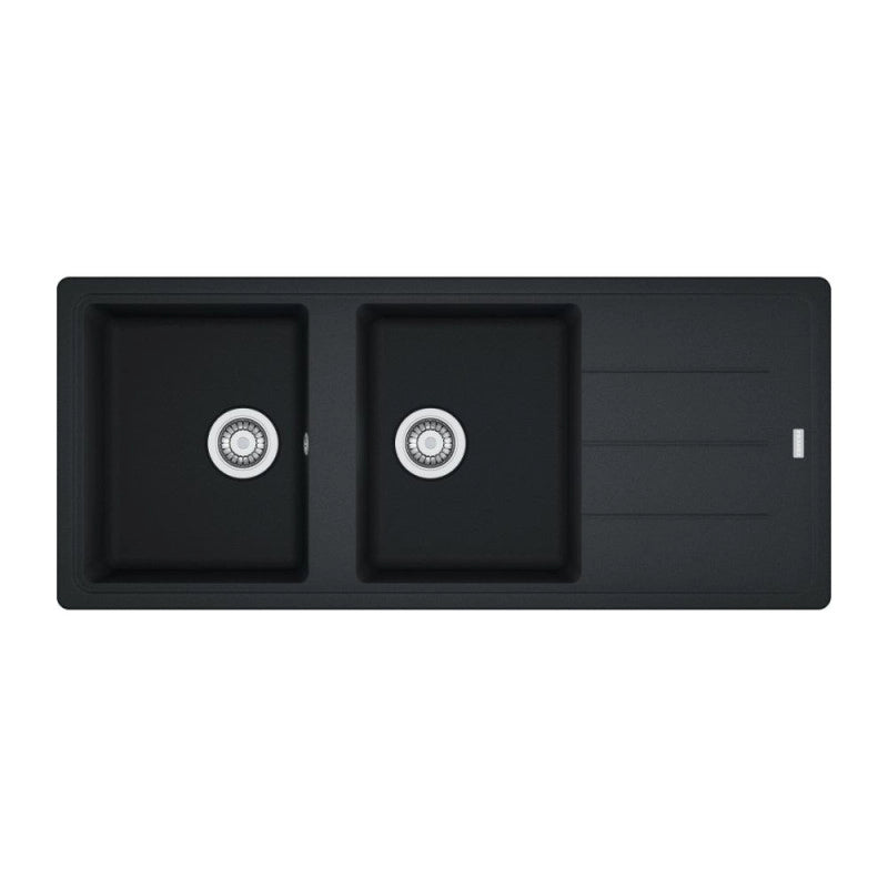 Lavello 2 vasche con gocciolatoio reversibile Franke 116x50 BFG 621 in fragranite nero