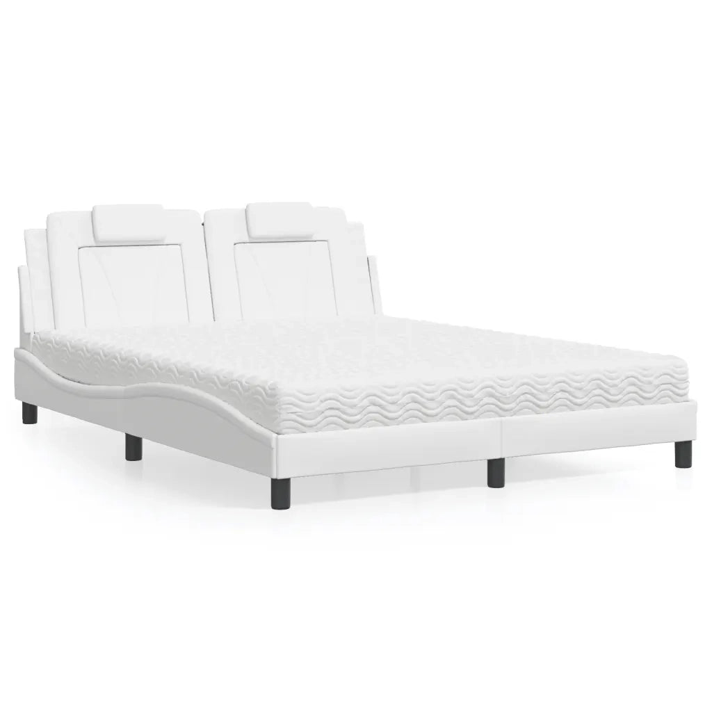 Letto Viana con Materasso Bianco 160x200 cm in Similpelle