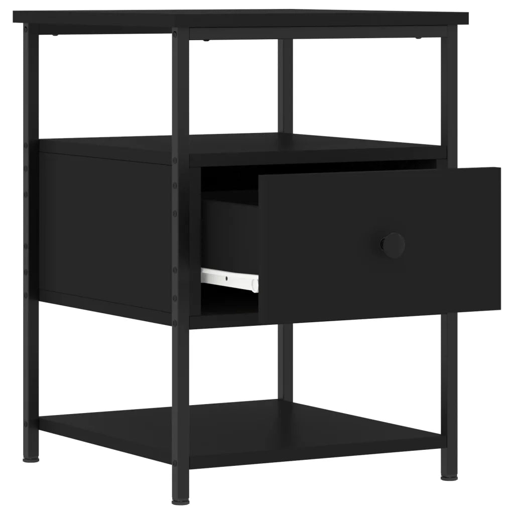 Set di 2 Comodini | Armadio da Notte | Mobiletto da notte Neri 40x42x56 cm in Legno Multistrato