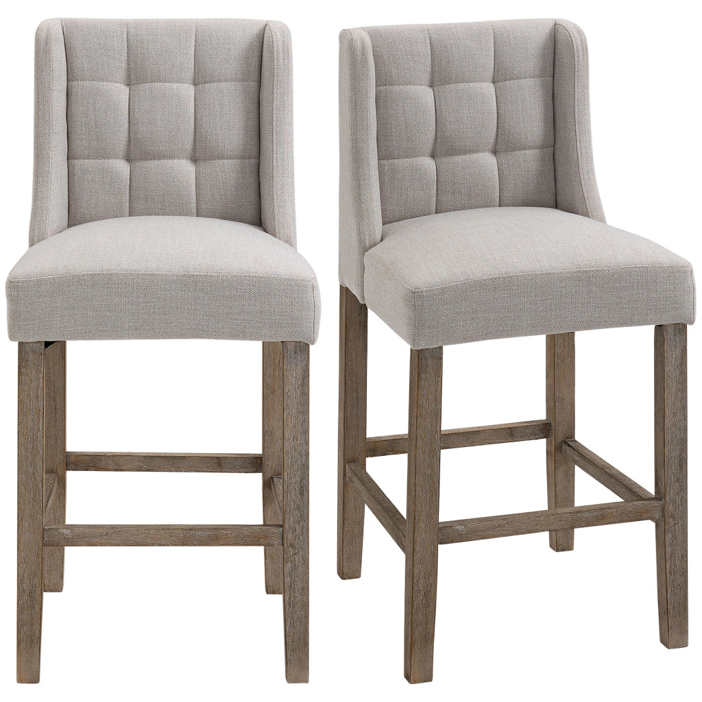 Sgabello da bar imbottito con schienale, lavorazione capitonné, beige, 47 x 50 x 101 cm