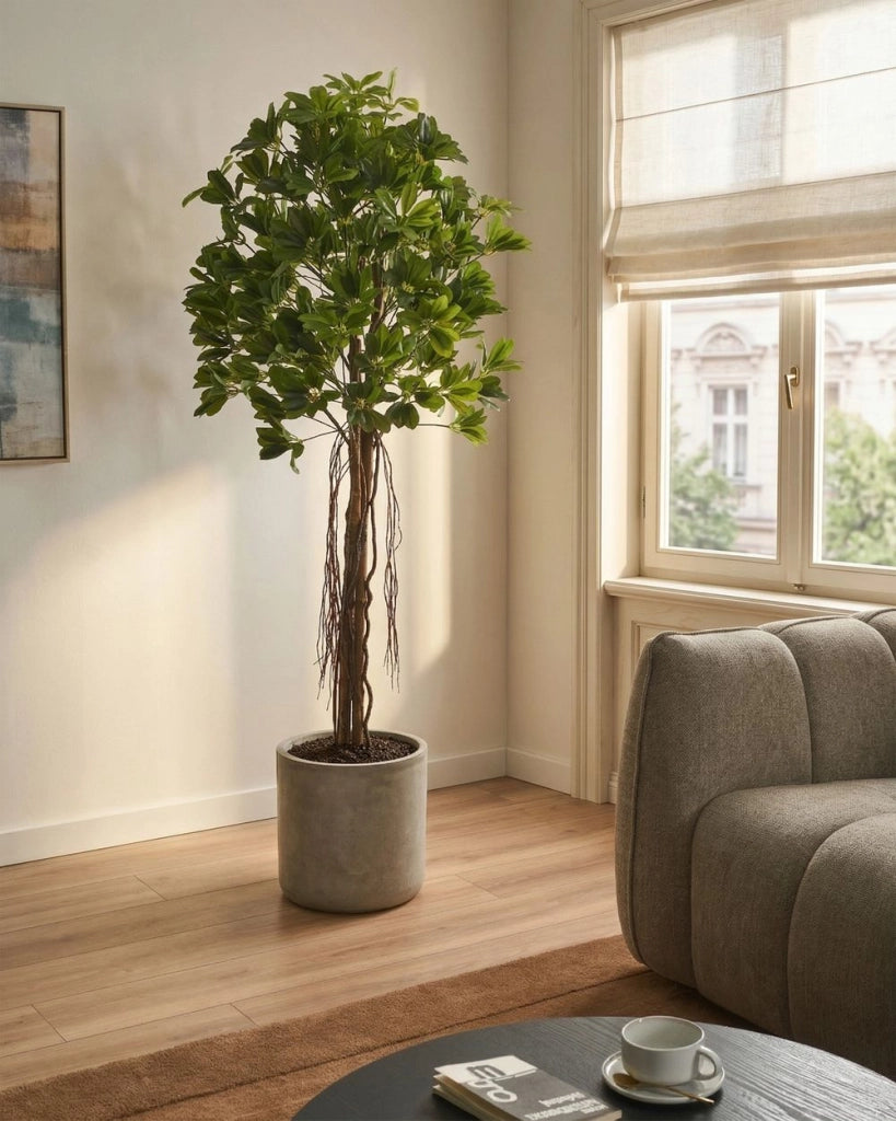 Magnolia artificiale in vaso in materiale sintetico verde e rosa 70 cm Accessorio decorativo per interni