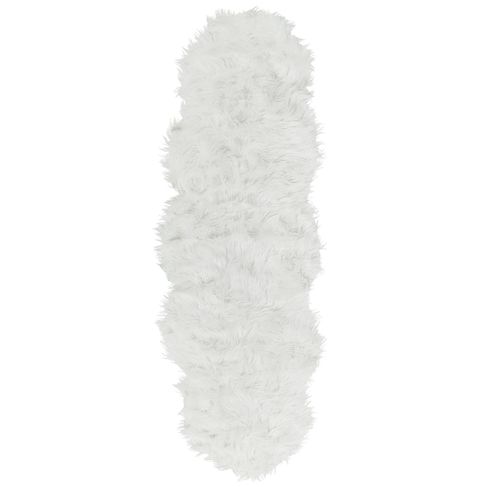 Tappeto finta pelle di montone bianco acrilico 60 x 180 cm pelliccia glam soffice camera da letto soggiorno