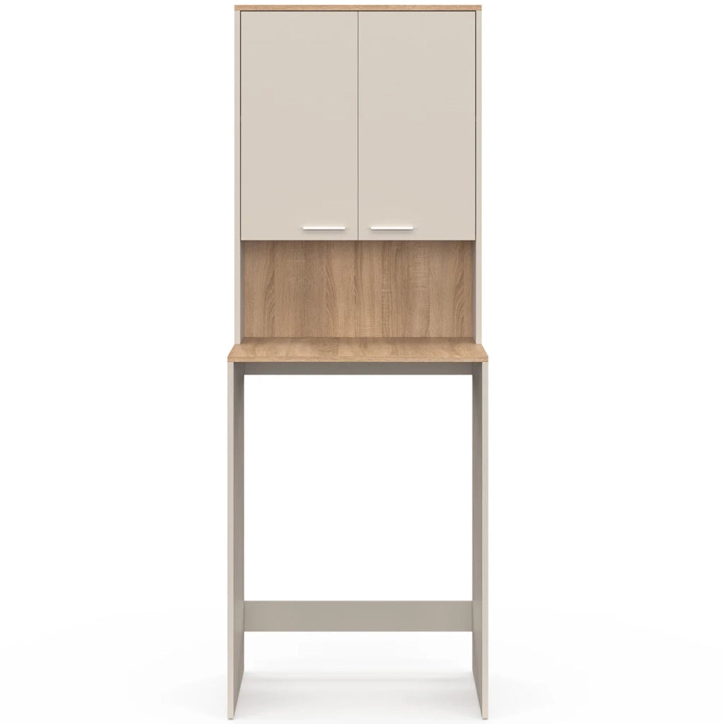 IDMarket - Piano lavatrice WALLIS con armadio in legno beige e faggio