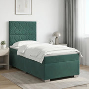 Letto box spring con materasso Verde Scuro 100 x 200 cm Velluto 3453593