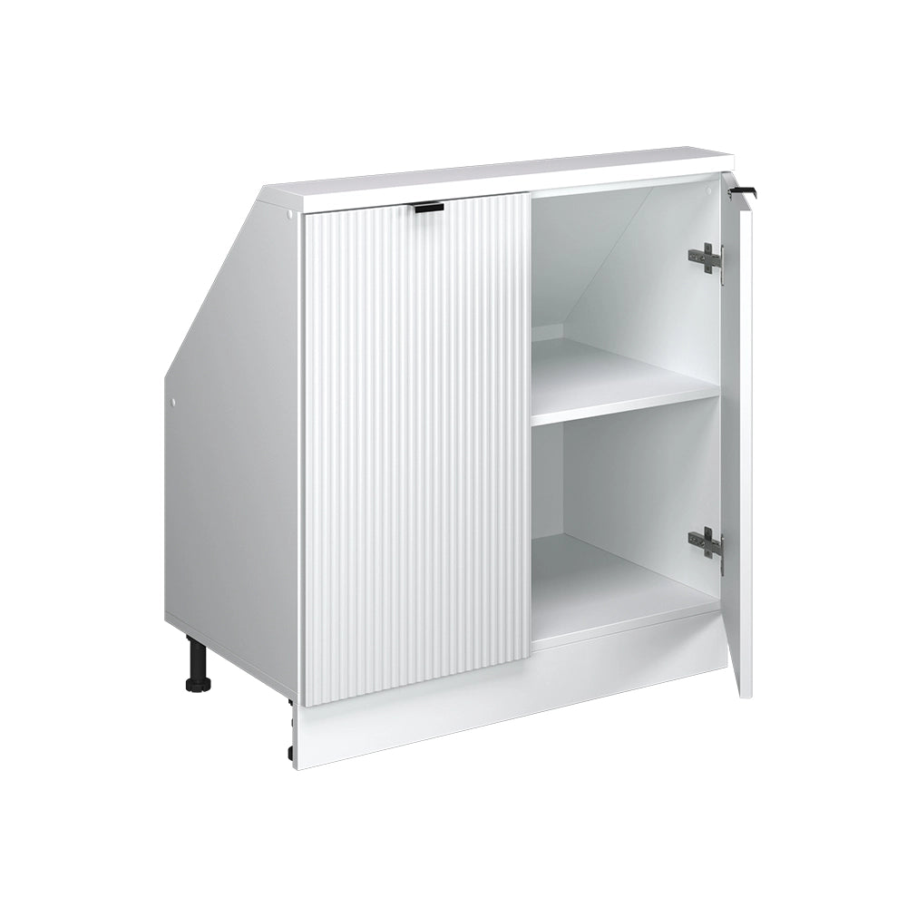 Mobile cucina sottotetto R-Line Ondulazione bianca/Bianco 80 cm con 2 porte Vicco