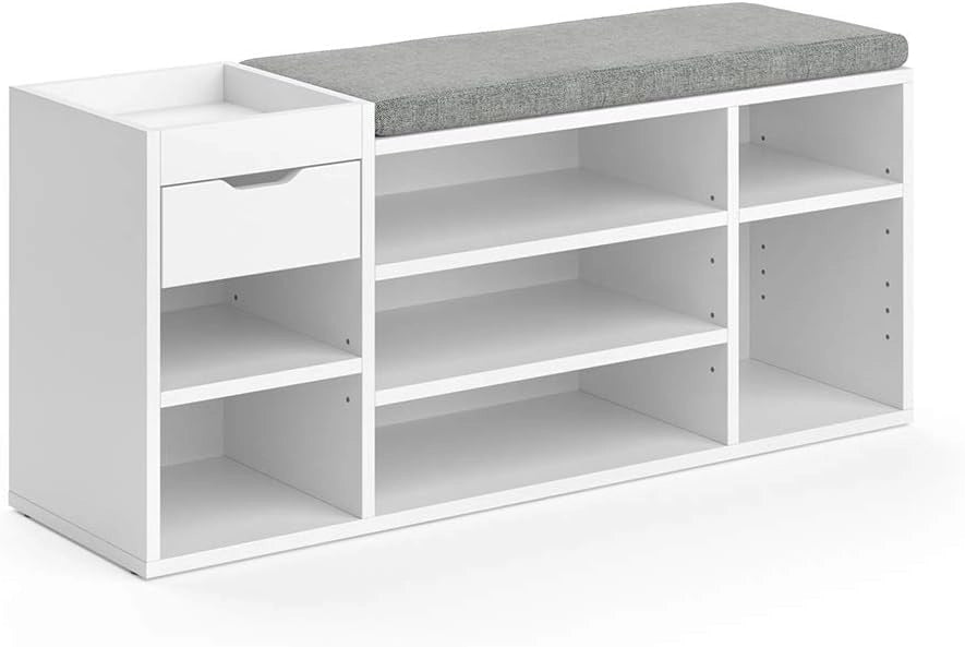 Vicco Panca scarpiera da ingresso Eleon, Bianco, 101.1 x 45 cm, utilizzabile per riporre le scarpe e come seduta