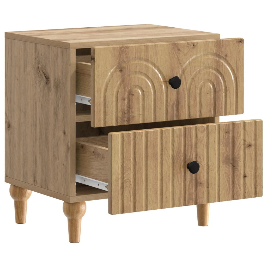 Armadio da Notte 2 pcs Rovere Artigianale 43 x 34,5 x 48 cm