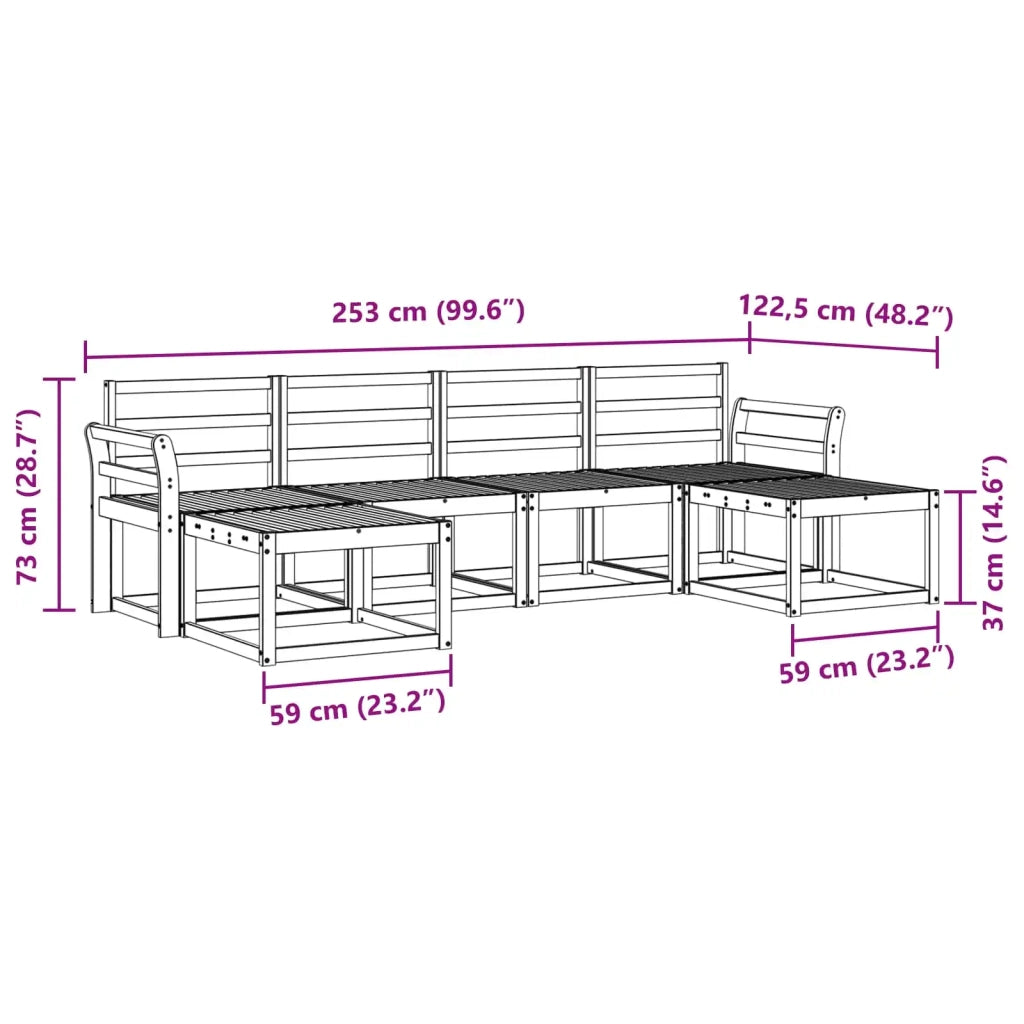 Set di divani da esterno 6 pcs Naturale Legno multistrato