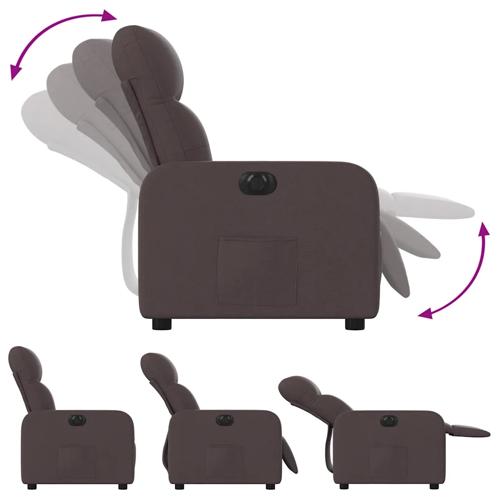 Poltrona Elettrica Reclinabile Marrone Scuro in Tessuto 3206782