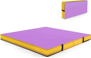 Tappetino FitnessPieghevole, Materassino per Ginnastica e Acrobatica con Rivestimento in Pelle Sintetica e Maniglie, per Esercizi a Casa per Yoga, Stretching e Pilates
