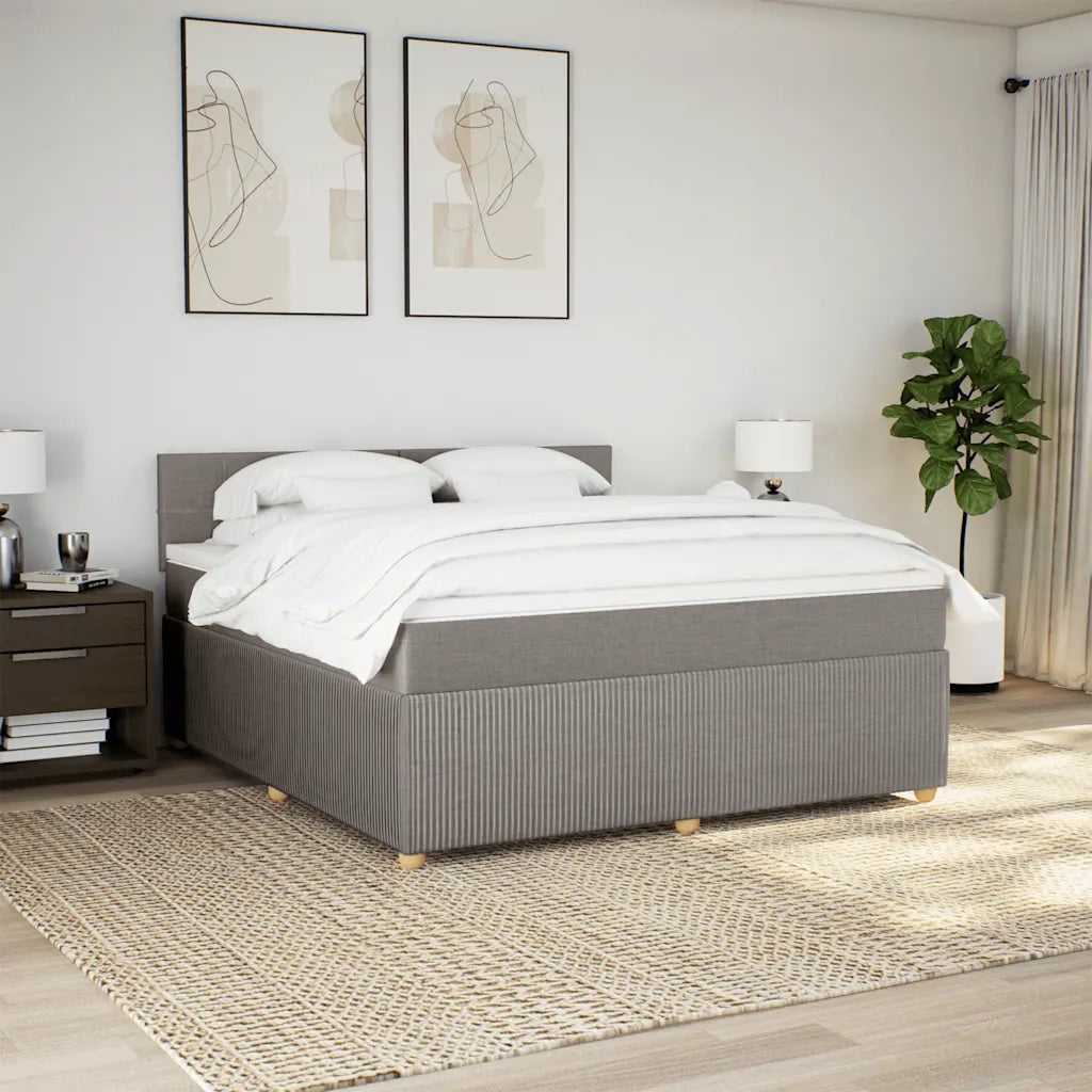 vidaXL Giroletto a Molle con Materasso Tortora 180x200 cm in Tessuto