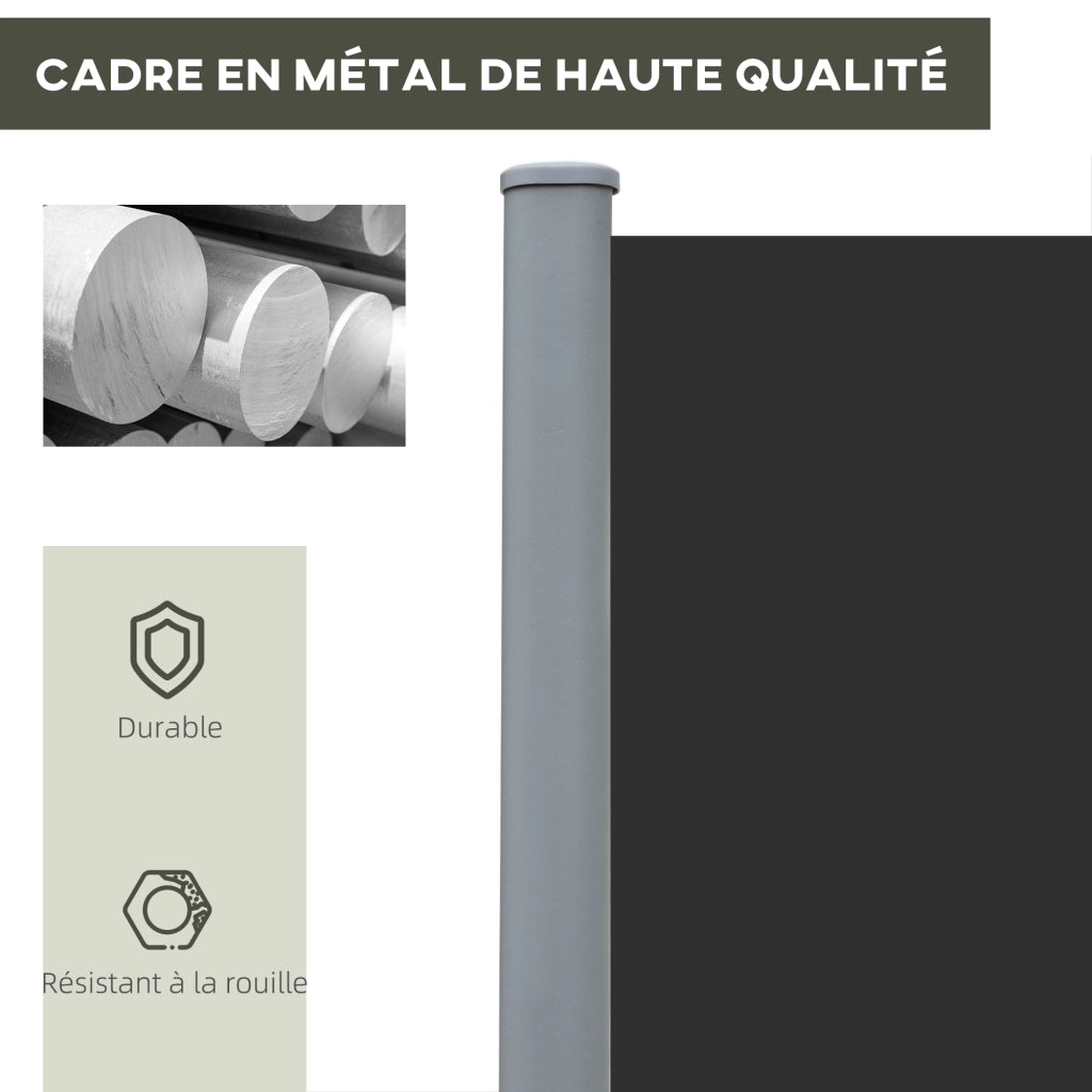Paravento Rettangolare Retrattile ¨C zephmum ¨C Grigio Nero 6x1.8m Polyester