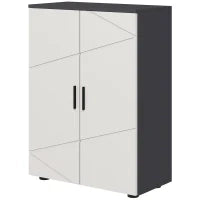 kleankin Mobiletto Bagno 2 Ante in Legno con 3 Ripiani e Chiusura Ammortizzata, 60x30x82cm, Grigio