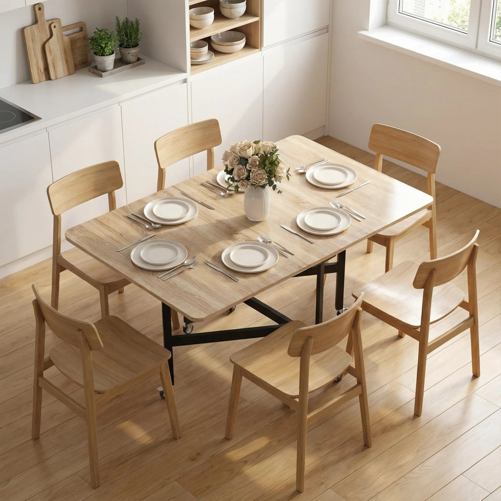 Tavolo Pieghevole Allungabile per 6 Persone ¨C zephmum ¨C Rovere, 120x80x73 cm