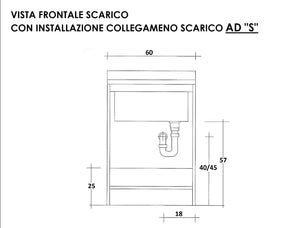 Mobile Lavatoio 60x60x85cm 2 Ante Asse in Legno Montegrappa Marella Bianco