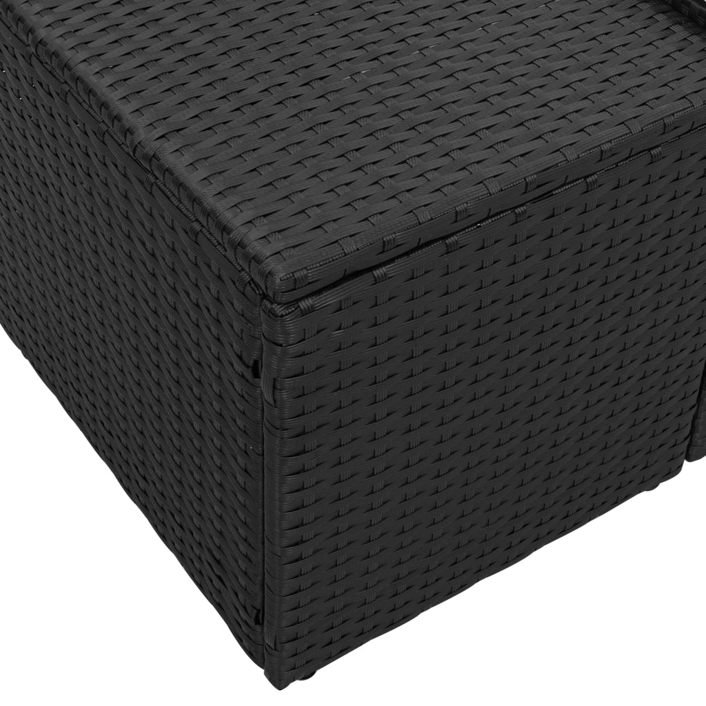 Divano da giardino a 2 posti con cuscini Nero Polyrattan