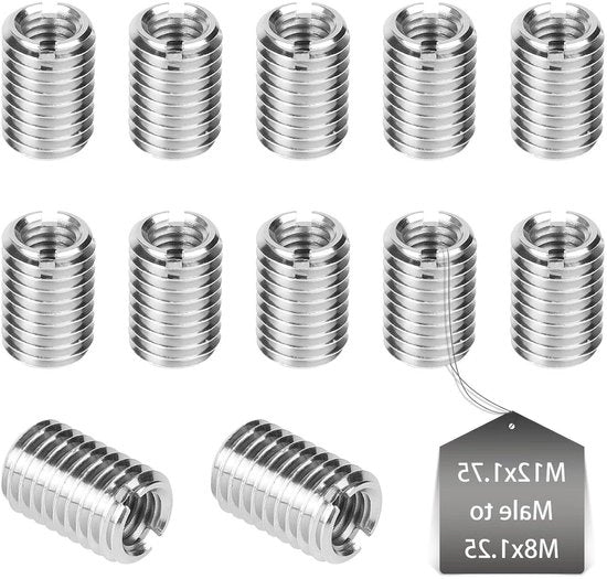 Set di riparazione a vite M12 su M8 - 18 mm viti a spina di acciaio inossidabile - set di riparazione di vite femmina M8 x 125 mm & maschio M12 x 175 mm