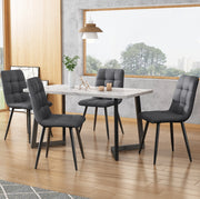 Set 4 sedie da pranzo grigie in lino e metallo