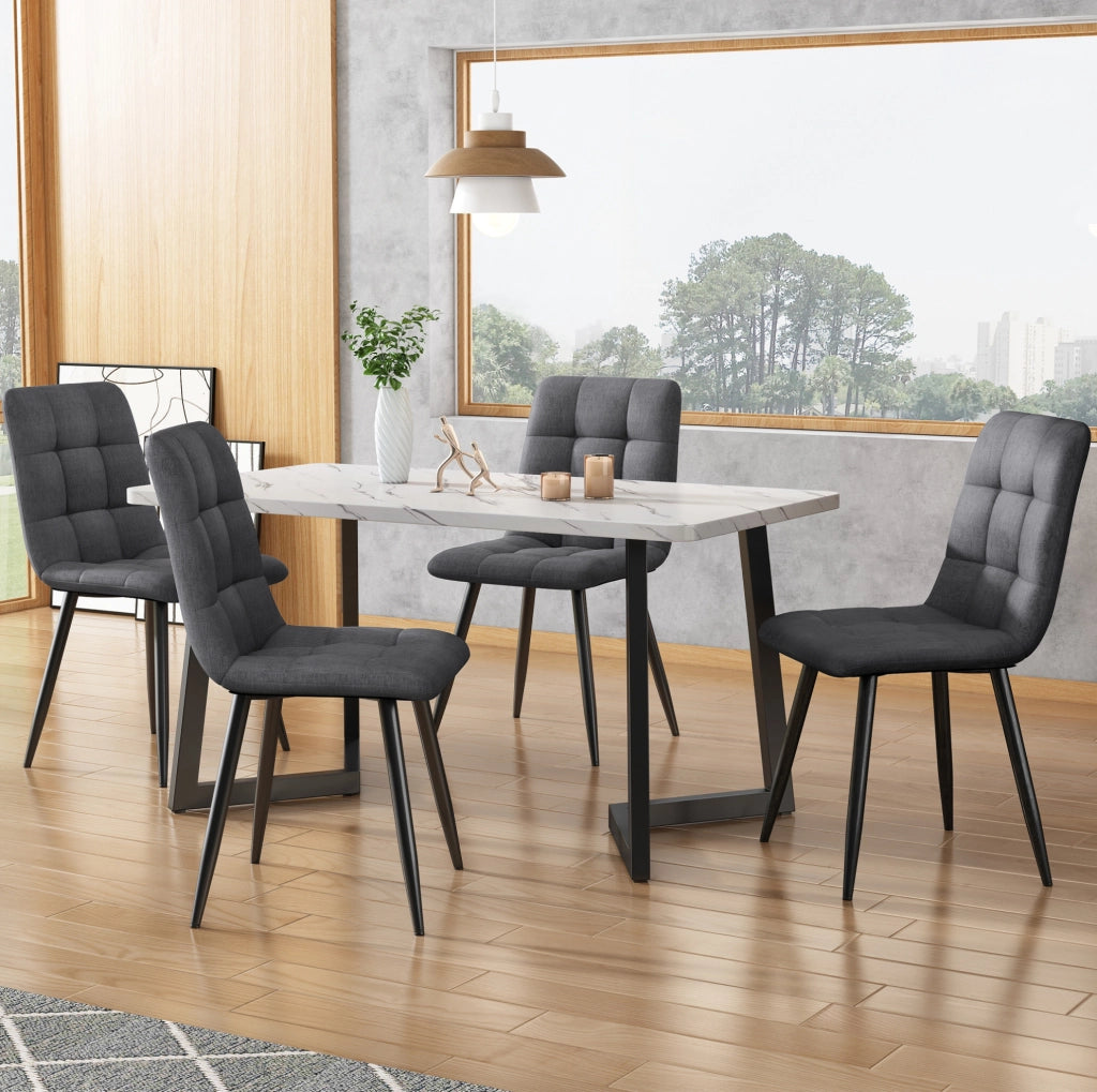Set 4 sedie da pranzo grigie in lino e metallo