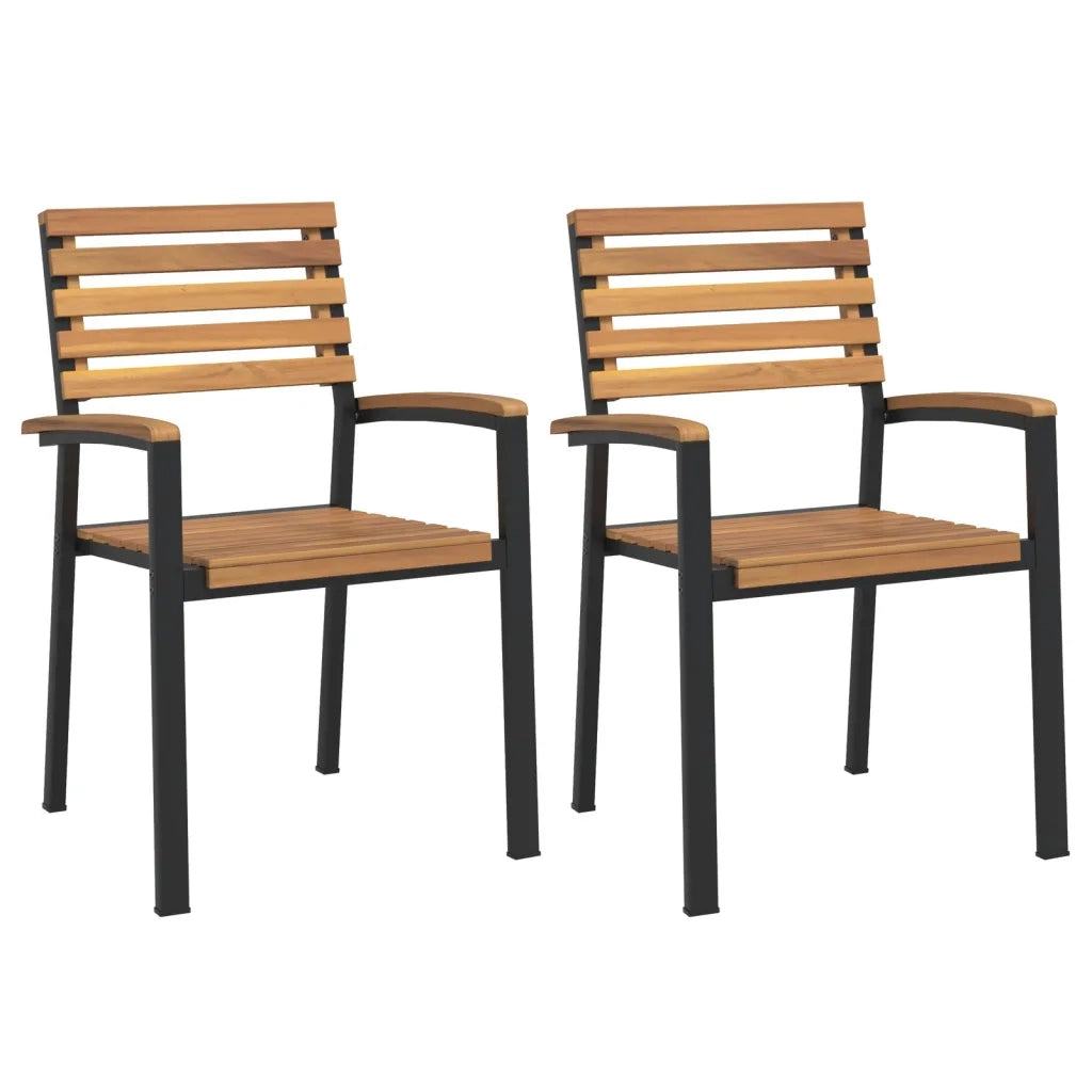 vidaXL Sedie Giardino Impilabili 2 pz Legno Massello Acacia e Metallo