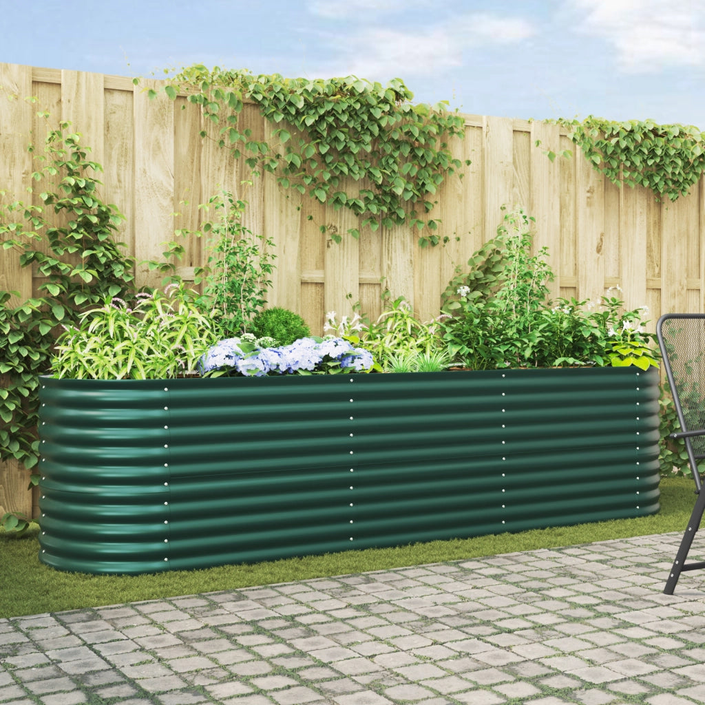 Letto da Giardino Rialzato Verde 320x80x81 cm in Acciaio Galvanizzato di