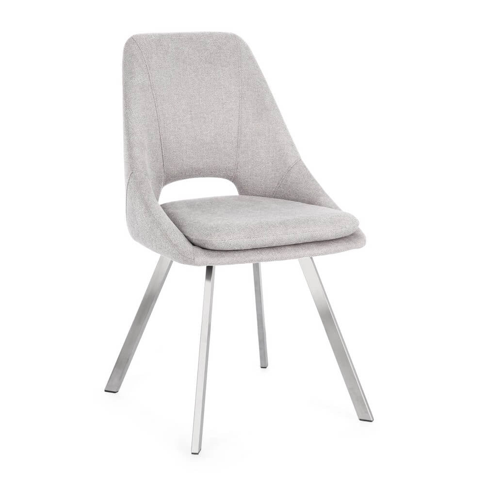 Set di 2 Sedie Imbottite in Tessuto con Gambe in Acciaio - GRIFFIN