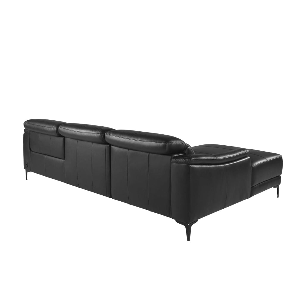 Divano relax con chaise longue destro in pelle nera
