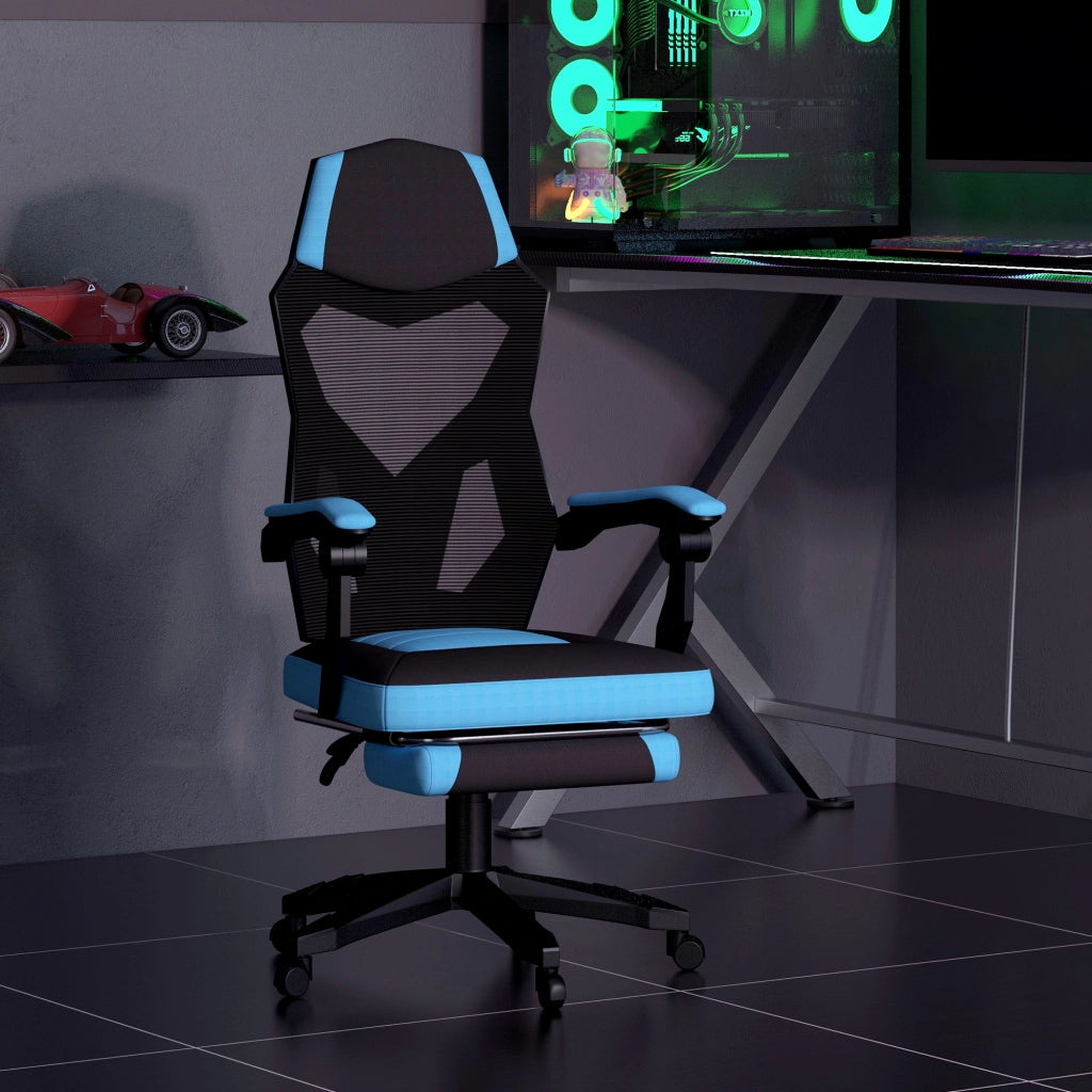 Sedia Gaming con Poggiapiedi ¨C Xylo ¨C Regolabile Schienale Reclinabile 135¡ã Blu e Nero