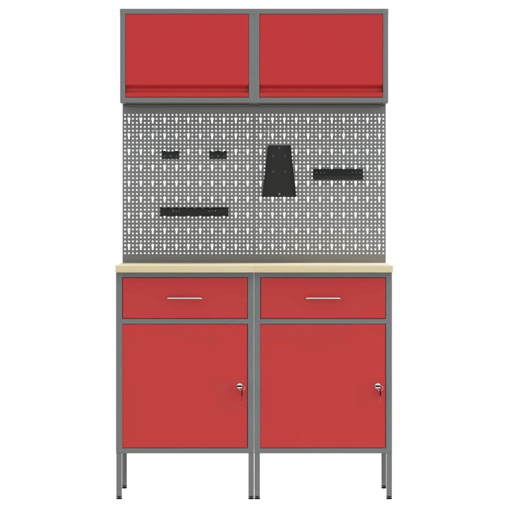 Set di mobili da lavoro con cassetto con blocco 6 pcs Rosso 3321419