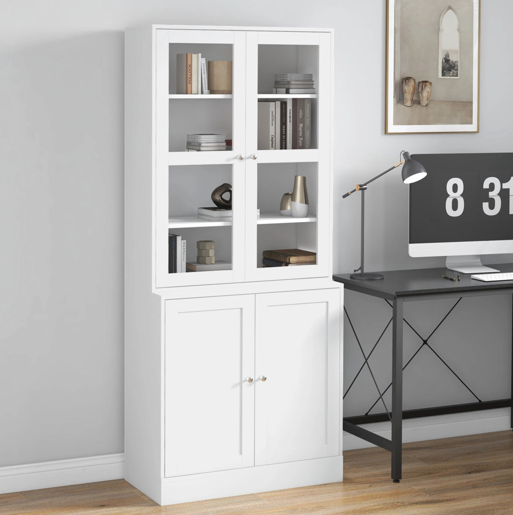 Mobile vetrina bianco in MDF con vetro temperato, 178,5 cm