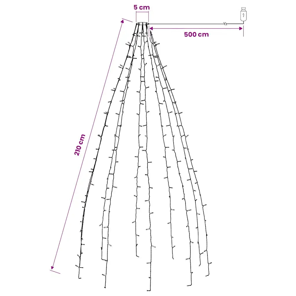 Rete di Luce per Albero di Natale 210 LED Bianco Freddo 210 cm 328879