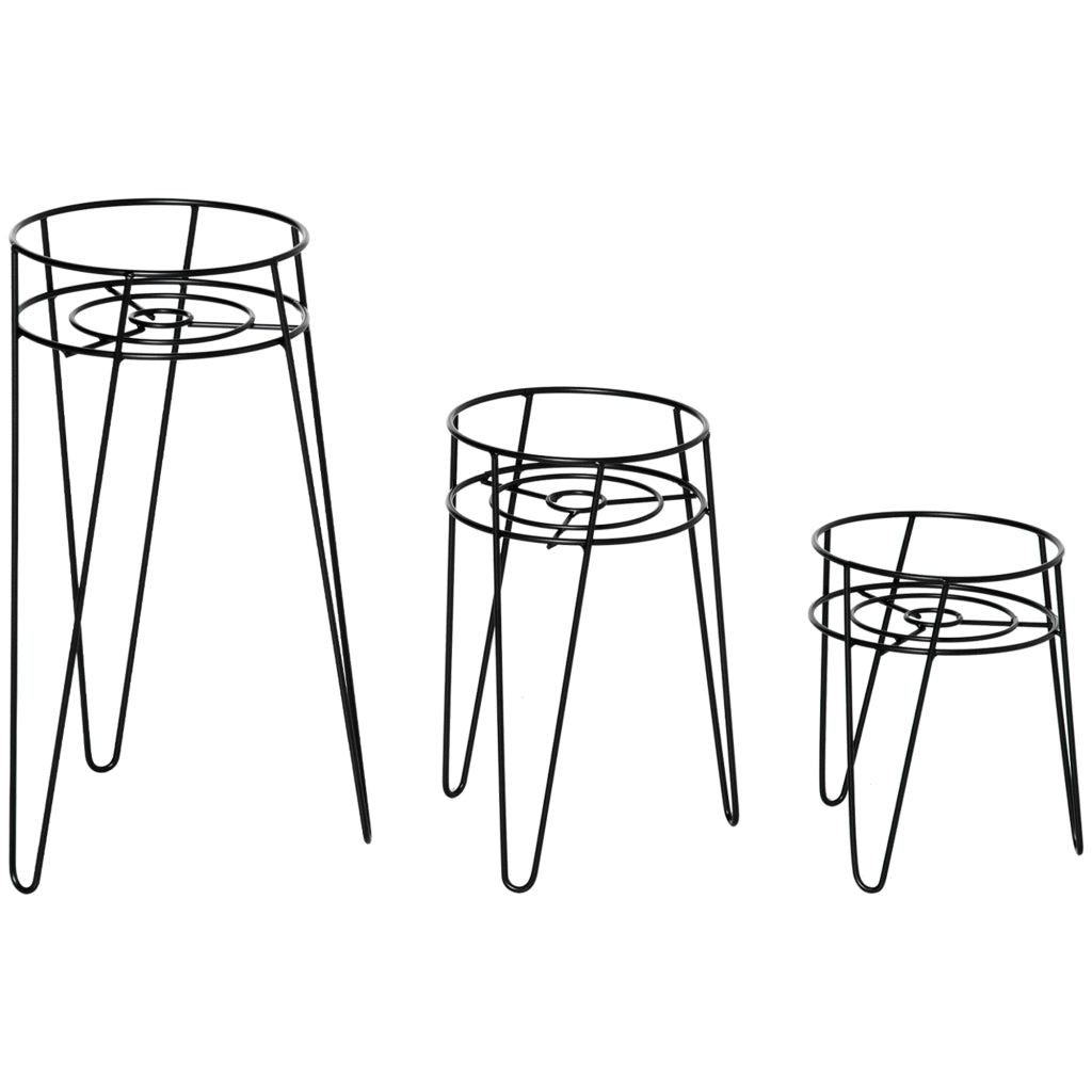 Set di 3 fioriere in metallo ¨C zephmum ¨C nero 23.5x30x42cm