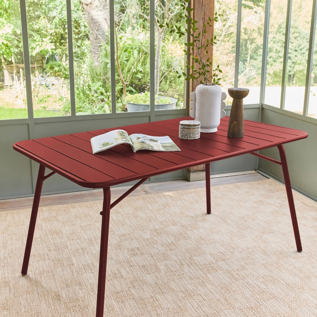 Tavolo da giardino pieghevole in metallo 6 posti, 140cm, terra di