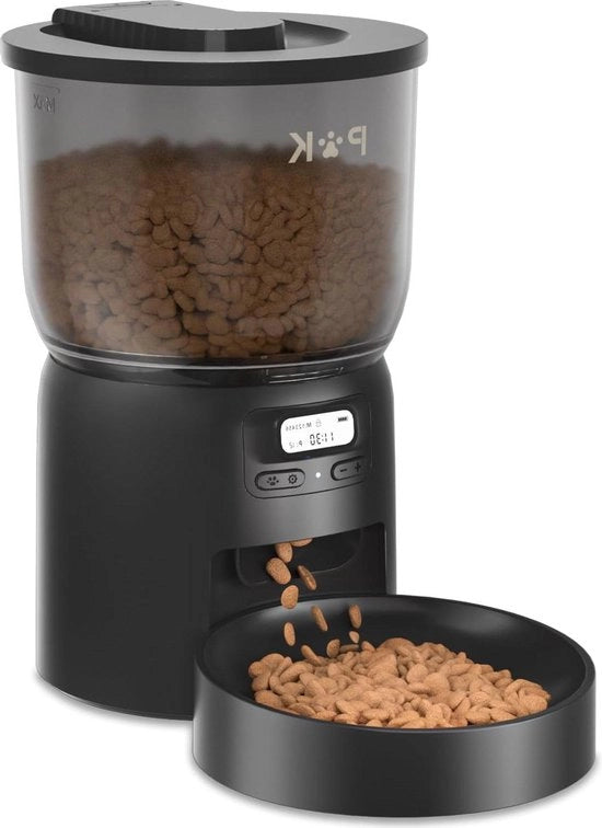 Dispensatore di Cibo Automatico per Gatti Programmazione della Razione Doppia Fonte di Alimentazione Blocco Rotativo 3L 6 Pasti al Giorno - Kit per Cuccioli e Gattini