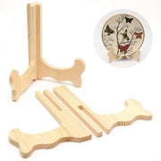Standarizzatore per piatti 2x - Bordo per piatti - Supporto decorativo per piatti - Standarizzatore per esposizione - Dimensioni 15x12x16 cm - Legno naturale