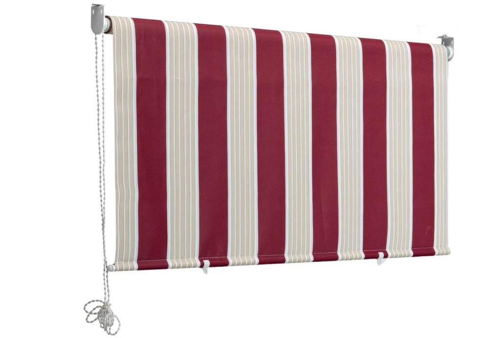 Tenda da sole a caduta, rullo avvolgibile con catenella L 150 H 250cm Fredi righe bordeaux