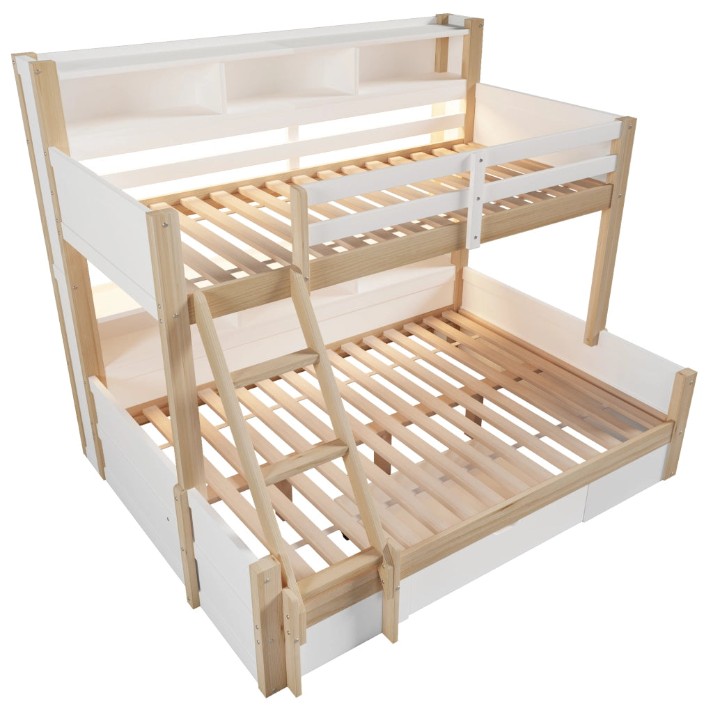 LETTO A CASTELLO 90x200 cm+140x200 cm in pino bianco/naturale