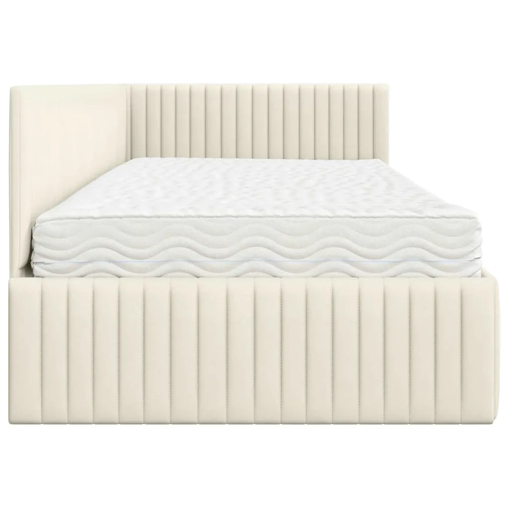 Struttura Letto Angolare con Materasso 2 pcs Crema Velluto 3393825