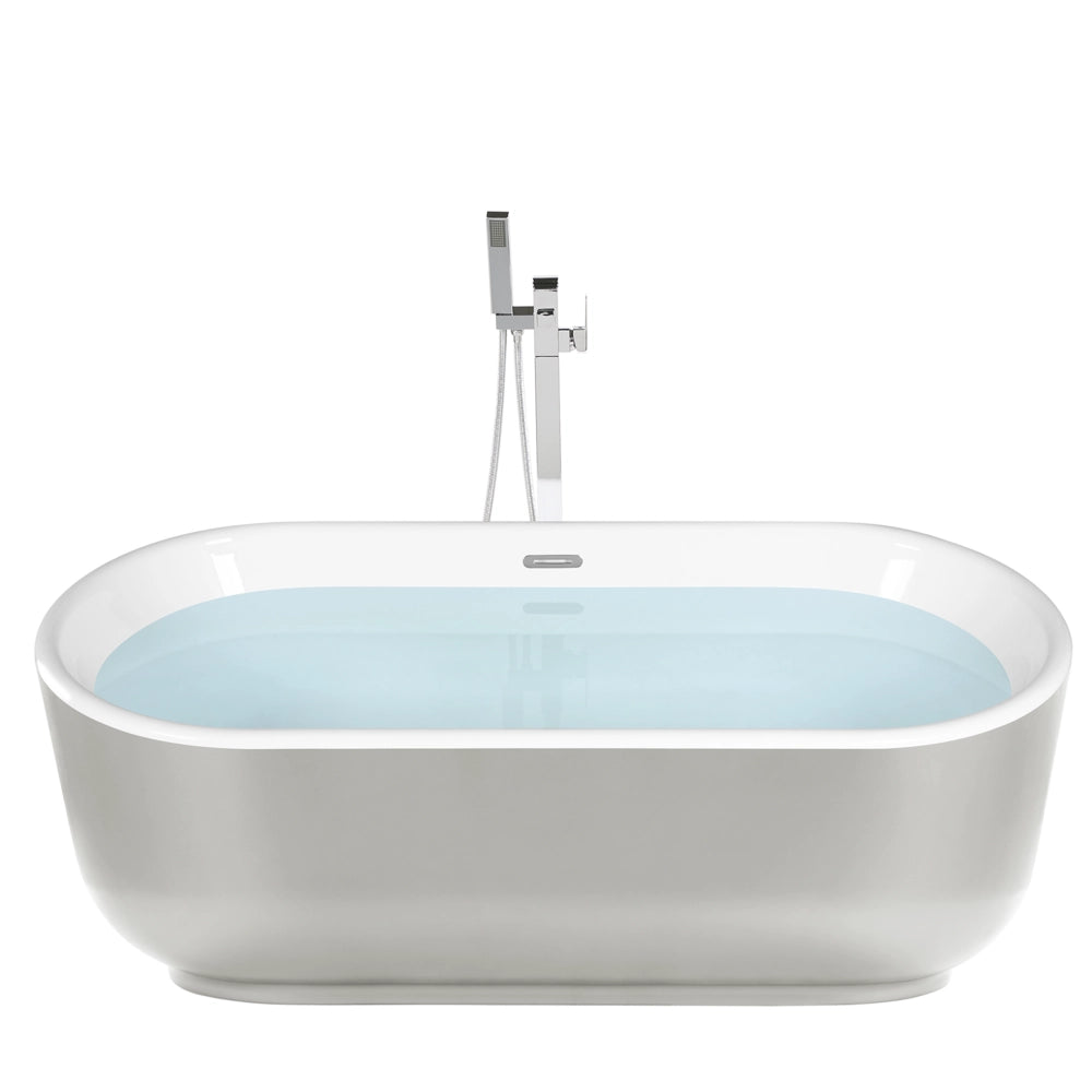 Vasca da bagno autoportante argento lucido sanitario acrilico singolo ovale moderno design minimalista