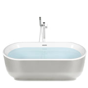 Vasca da bagno autoportante argento lucido sanitario acrilico singolo ovale moderno design minimalista