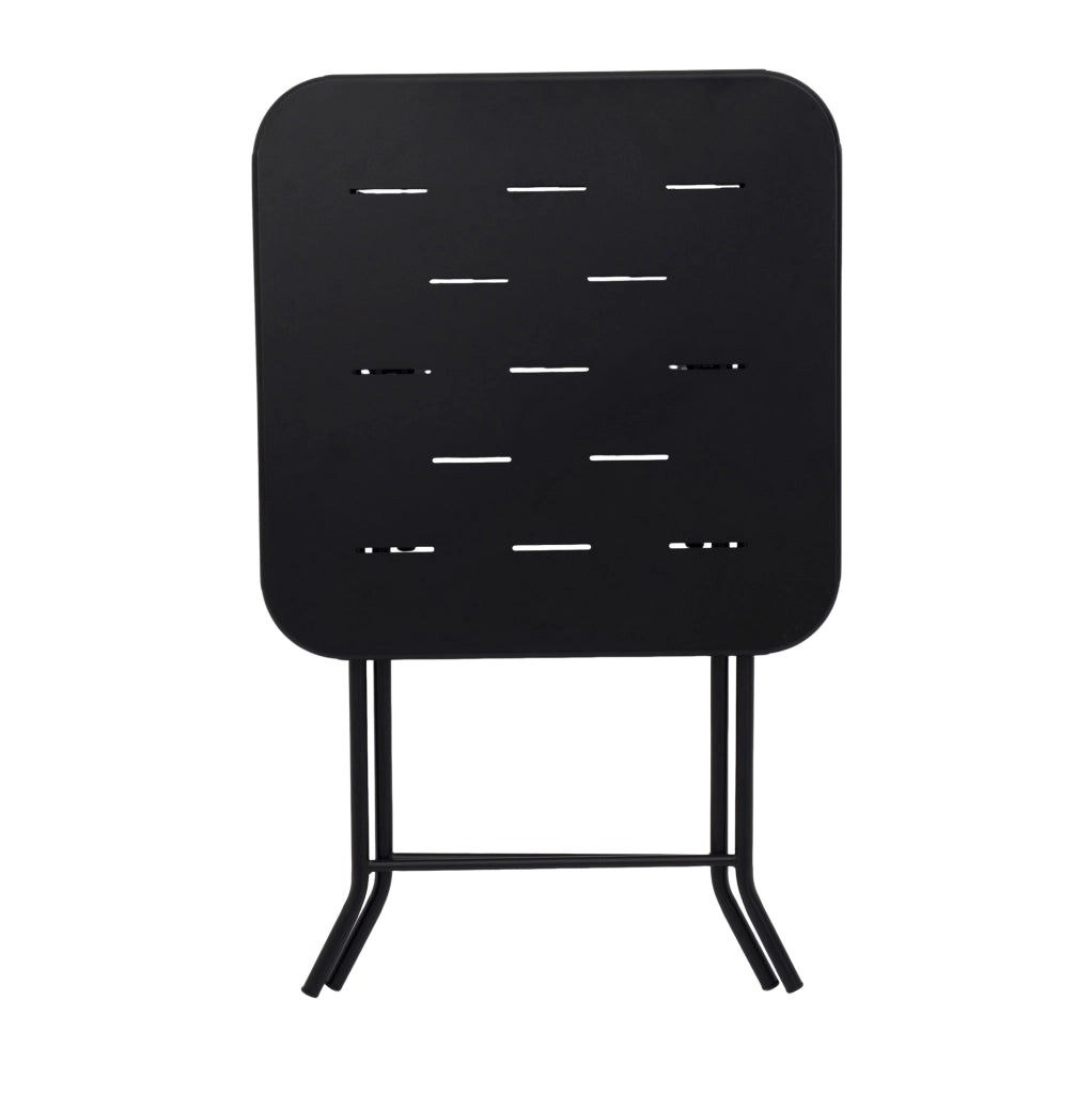 Set bistrot da esterno pieghevole 3 pezzi in acciaio; nero