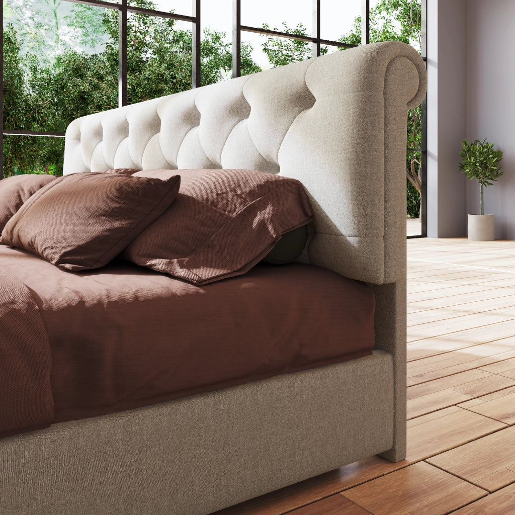 letto imbottito lino naturale 160 x 200 cm
