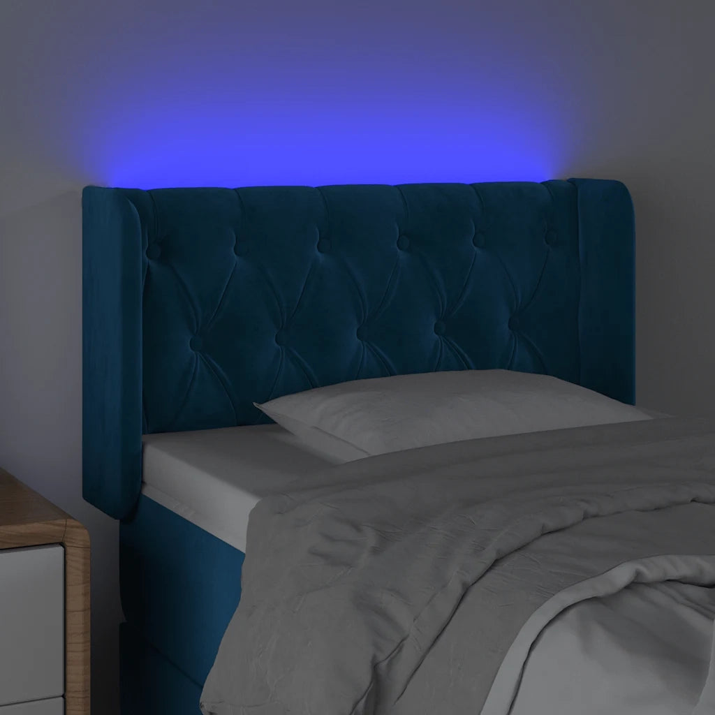 Testiera a LED Blu Scuro 83x16x78/88 cm in Velluto